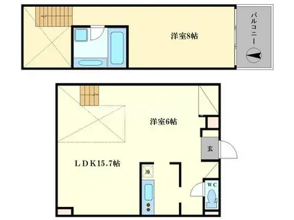 ゼクウナンバニシ(1LDK/10階)の間取り写真