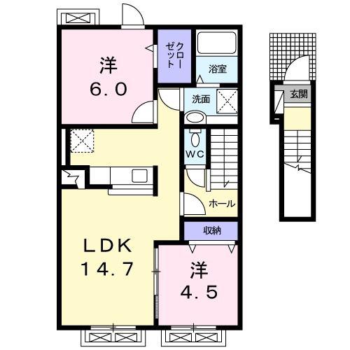 セレッソ I(2LDK/2階)の間取り写真