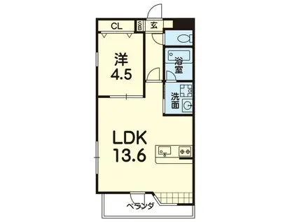 ホワイトステージ世安(1LDK/4階)の間取り写真