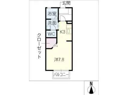 サンモールM(1K/2階)の間取り写真