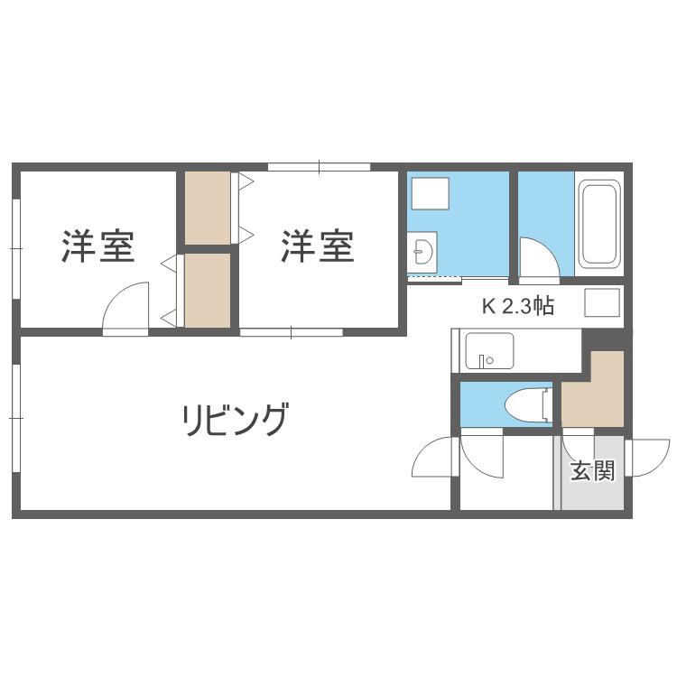 BRIGHTON COURT N20(2LDK/2階)の間取り写真
