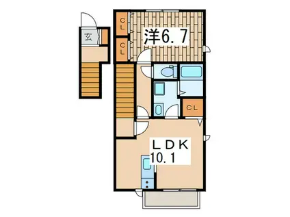 アプリーレA(1LDK/2階)の間取り写真
