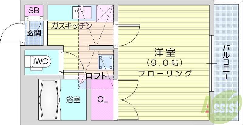 アトレー成田町(1K/2階)の間取り写真
