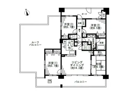 ブラウトリエ(4LDK/15階)の間取り写真