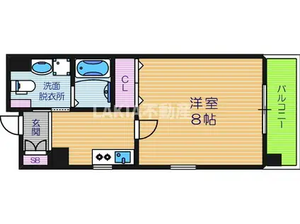 ベリーウェル阿倍野(1K/7階)の間取り写真