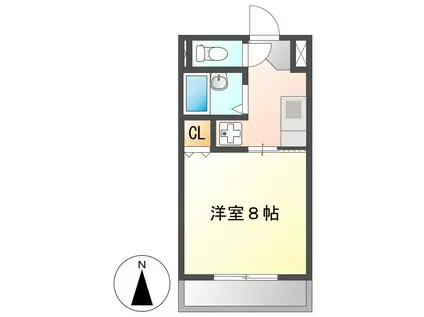 地下鉄東山線 本陣駅 徒歩12分 3階建 築26年(1K/3階)の間取り写真