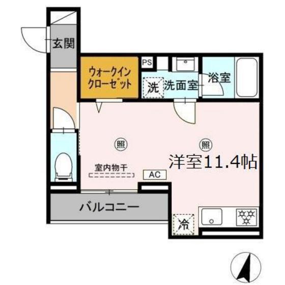 メゾン カルムII(ワンルーム/3階)の間取り写真
