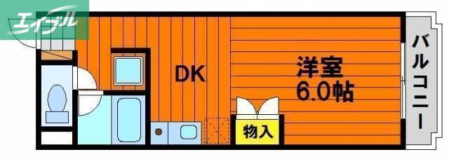 アルファ東古松II(1DK/1階)の間取り写真