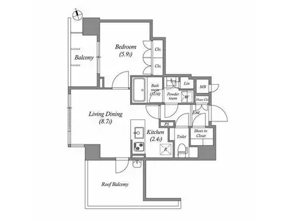 CORVAL大森(1LDK/8階)の間取り写真