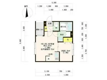 ハーモニーテラス中宮II(1DK/1階)の間取り写真