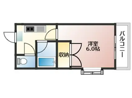 レジデンスK&M(1K/2階)の間取り写真