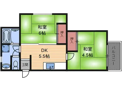 シャトリエコマエ(2DK/1階)の間取り写真