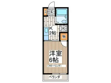 サンライズヒル湘南(1K/2階)の間取り写真