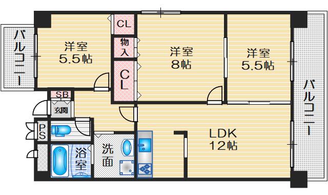 アビタシオンIII(3LDK/2階)の間取り写真