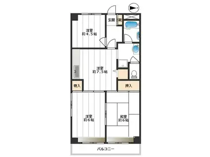 はやせロイヤル(3DK/3階)の間取り写真