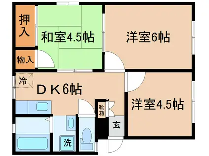 パナハイツ富士(3DK/1階)の間取り写真