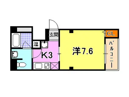 サントル花隈(1K/3階)の間取り写真