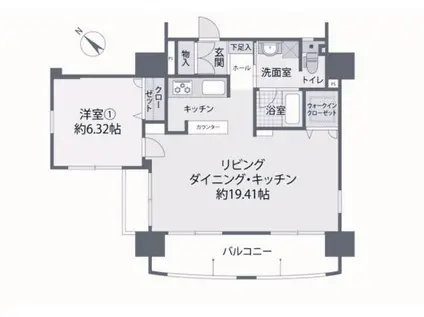 クレアランドマーク(1LDK/13階)の間取り写真