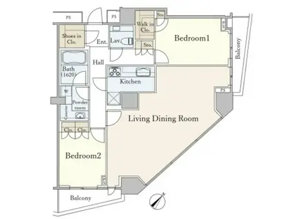 アトラスタワー六本木(2LDK/25階)の間取り写真