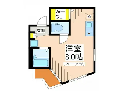フラッツK(ワンルーム/3階)の間取り写真