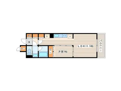 パークアクシス仙台(1LDK/2階)の間取り写真