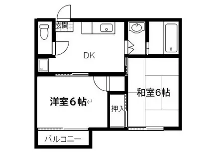 メゾンエクレール(2DK/1階)の間取り写真