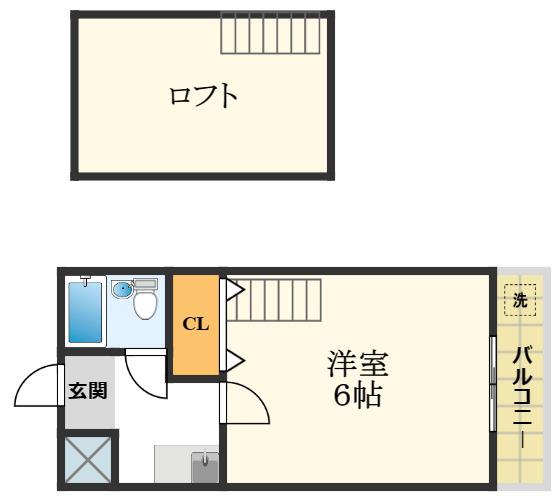 ハイツ江東Ⅰ(1K/2階)の間取り写真