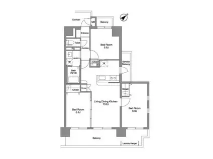 エトワール(3LDK/3階)の間取り写真