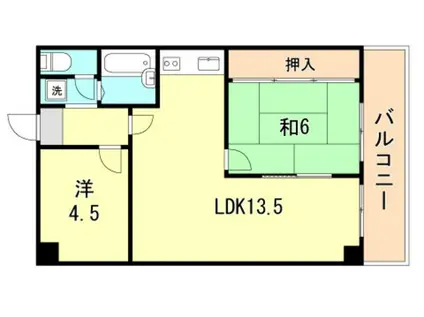 シャトー第一土山(2LDK/4階)の間取り写真