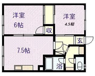 日の出マンションA・B(2LDK/2階)の間取り写真