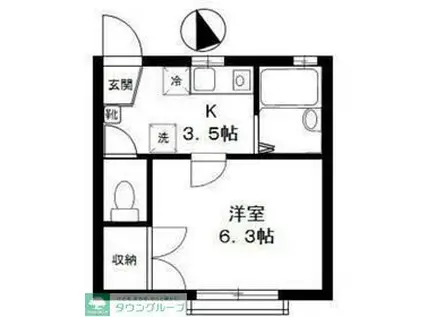 プラムコット(1K/1階)の間取り写真