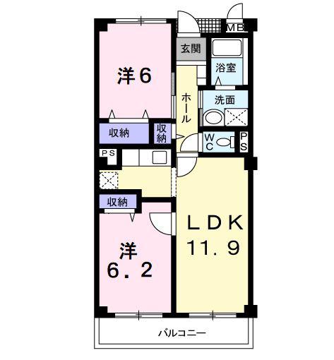 マウントリヴァ2001(2LDK/2階)の間取り写真
