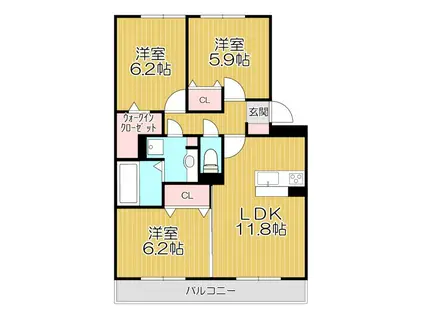 AXIAL B(3LDK/3階)の間取り写真