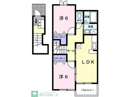 ウエスト フォンティーヌ(2LDK/2階)の間取り写真