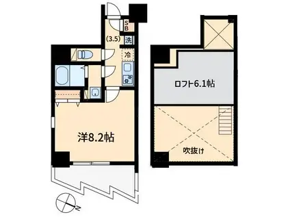 オモチデ扇大橋(1K/8階)の間取り写真