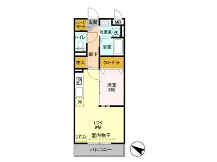 MIRACLE BEAR(1LDK/3階)の間取り写真