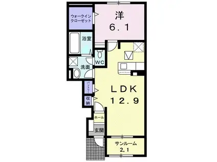 ジーナル5(1LDK/1階)の間取り写真