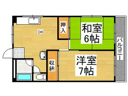 ニューサンヤマイチ(2DK/4階)の間取り写真