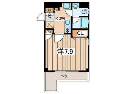ヴェルディ大口仲町(1K/4階)の間取り写真