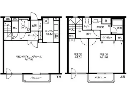 参宮橋 マンション(2LDK/3階)の間取り写真
