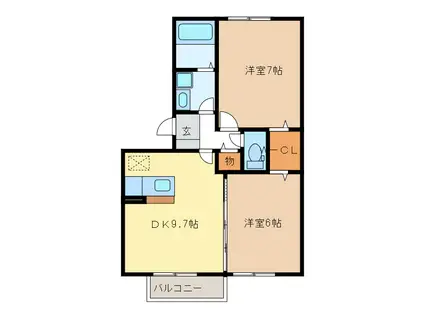 プレミール ボヌール(2DK/1階)の間取り写真