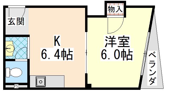 プチシャトー徳井(1DK/3階)の間取り写真