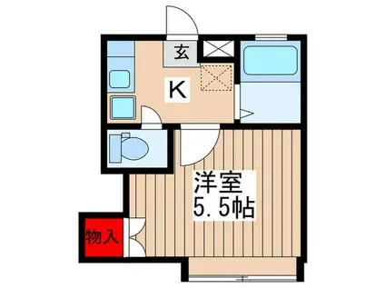 ポプラハイツ(1K/2階)の間取り写真