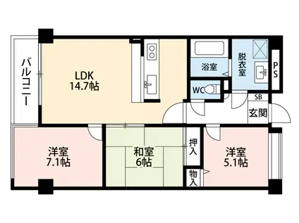 サンスクエア21(3LDK/3階)の間取り写真