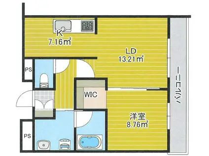 GOODEN大熊(1LDK/2階)の間取り写真