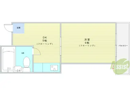 シャンクレール石橋(1DK/4階)の間取り写真