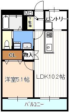 レジデンス八竜(1LDK/2階)の間取り写真