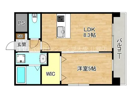 カウニス巽中(1LDK/10階)の間取り写真
