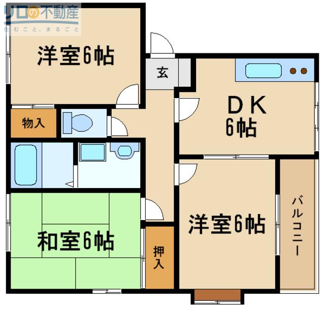 アドザックス北野(3DK/1階)の間取り写真
