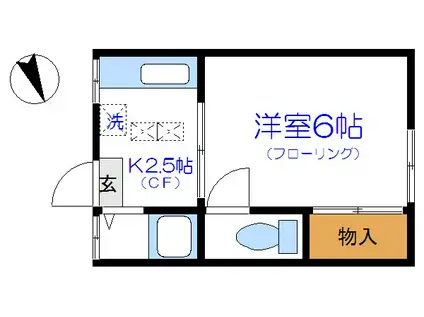 第12アサヒハイツ(1K/1階)の間取り写真